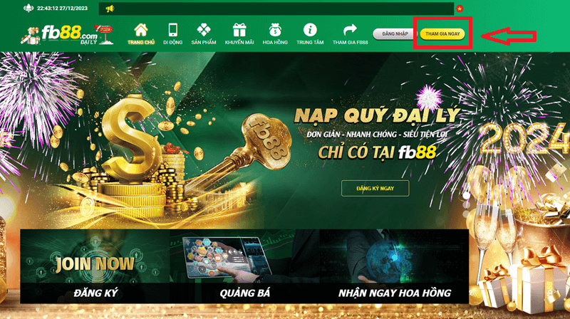 Hướng dẫn đăng ký FB88 nhanh chóng để đặt cược 7 Truy cập trang chủ và ấn chọn Tham Gia Ngay để đăng ký FB88